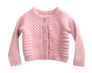 Pink knitted sweater isolated on white png transparent background