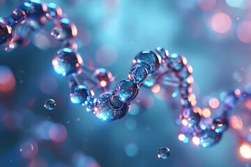 Sciences Molecular Water Drop DNA Model Structure Atoms Background Medical > Molecular water drop DNA model structure and medical background