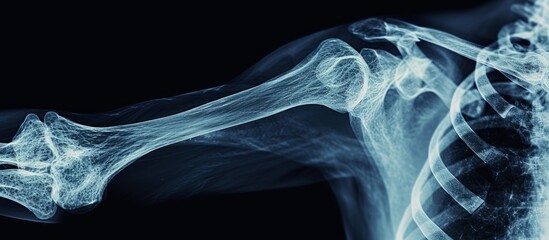 Shoulder joint x-rays used to diagnose tendon and bone injuries.