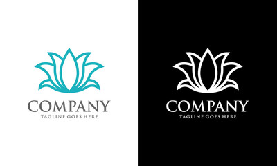 Creative Lotus flower logo. Contour vector illustration for packaging, corporate identity, labels, postcards, invitations.