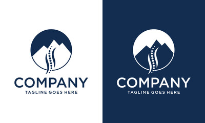 Creative Peak spine mountain heartbeat medical anatomy pulse creative vector logo design. Mountain and Spine logo or icon design