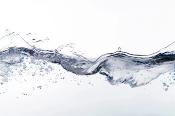 An isolated water wave on a pristine white background