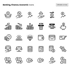 Banking, Finance, Economic Icon Set	
 - obrazy, fototapety, plakaty