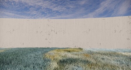 colorful grass concrete wall simple 3d 2