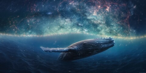 The Milky Way Galaxy Above a Majestic Breaching Whale