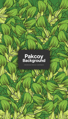Pakcoy illustration, tropical vegetable background design template
