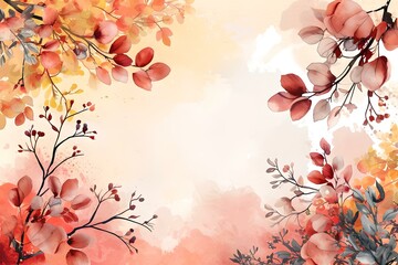 Autumn themed watercolor-style background with vibrant floral elements. perfect for design and craft projects. created by AI.