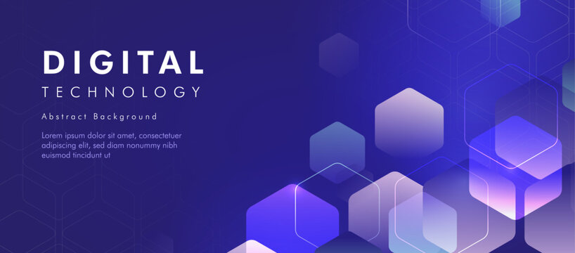Digital technology abstract horizontal banner background