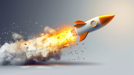 Naklejka na ściany i meble An illustration of a rocket and copy space to promote bitcoins and start a business