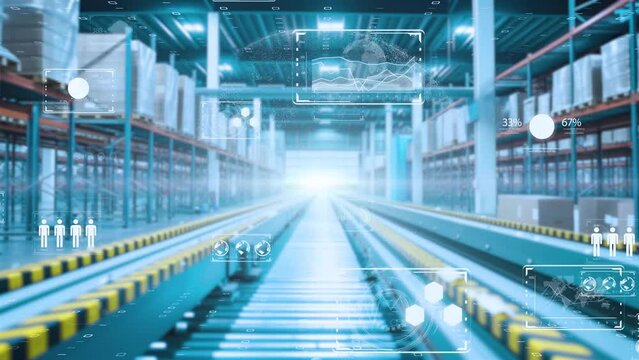 AIによる自動化された倉庫の効率的な物流プロセス、最新の技術や人工知能を活用した倉庫や物流。
