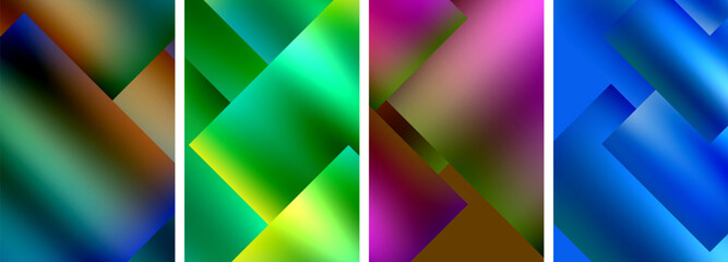 Colorful metal square abstract poster backgrounds