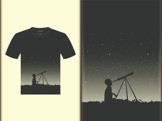 Fototapeta premium silhouette of a person star and binocular t-shirt design