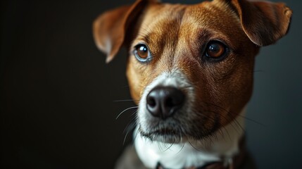 Animal portrait of a Jack Russell Terrier dog looking away, close-up of the pet's face