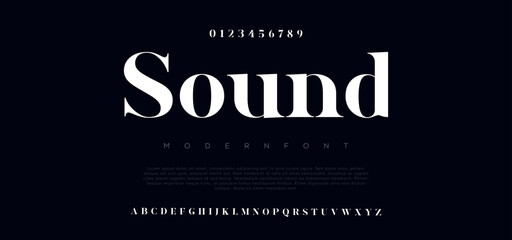Sound abstract digital technology logo font alphabet. - obrazy, fototapety, plakaty