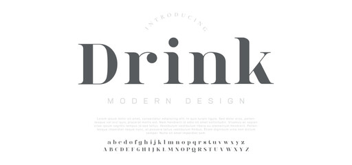 Drink creative modern urban alphabet font. Digital abstract moslem, futuristic, fashion, sport, minimal technology typography. Simple numeric vector illustration