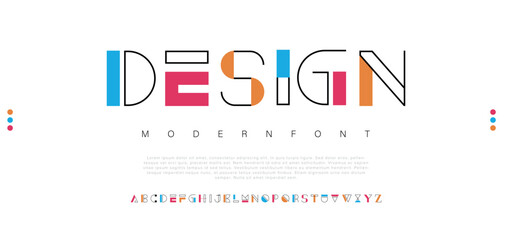 Design Modern abstract digital alphabet colorful font minimal technology typography creative urban. vector illustration	