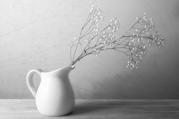 White vase with flowers conceptual still life 