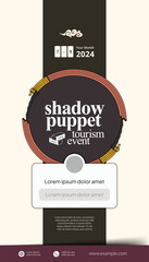 Social media template with shadow puppet element luxury vintage