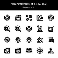 Business icon pixel perfect, size 64x64 with 2px Glyph, volume 01. Perfect for your design project needs.