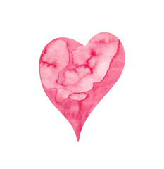 Illustration of a hand drawn watercolor pink heart