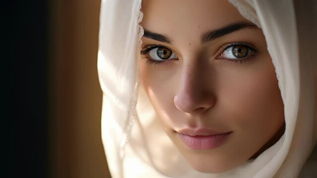 In polished, openconcept office, young Middle Eastern woman, subtle signs of anxiety displayed on features, about to start first EMDR session under watchful eye of seasoned the.
