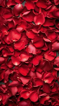  Top-View Composition of Beautiful Red Rose Petals, Creating a Stunning Background with a Touch of Timeless Beauty.