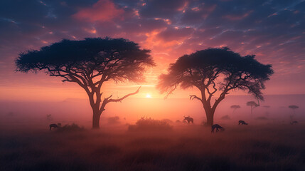 Fototapeta na wymiar Breathtaking African Savanna: Wild Beauty and Serene Landscapes