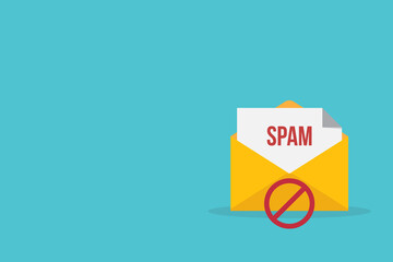 Fototapeta na wymiar Spamming mailbox icon. Email hacking and spam warning symbol. 