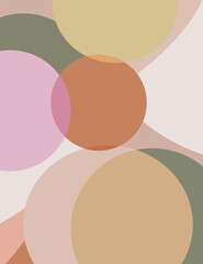  Foliage line art drawing with abstract shape background.