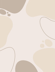  Foliage line art drawing with abstract shape background.