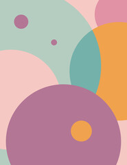  Foliage line art drawing with abstract shape background.