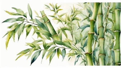 bamboo branche with your leaves water color illustration victorian
