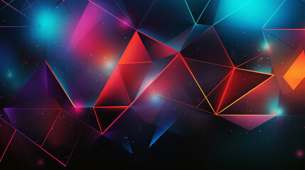 Create a background image Use geometric shapes as the main element. modern and combines AI technology using a variety of colors and has a glow - obrazy, fototapety, plakaty