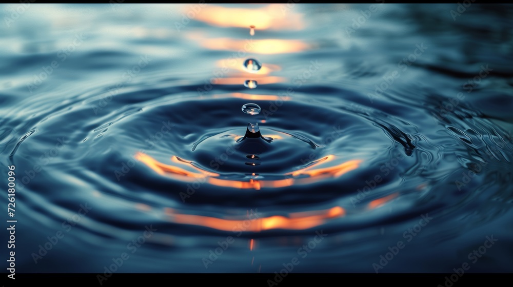 Poster water drop close up. abstract nature background. 3d render illustration - generative ai