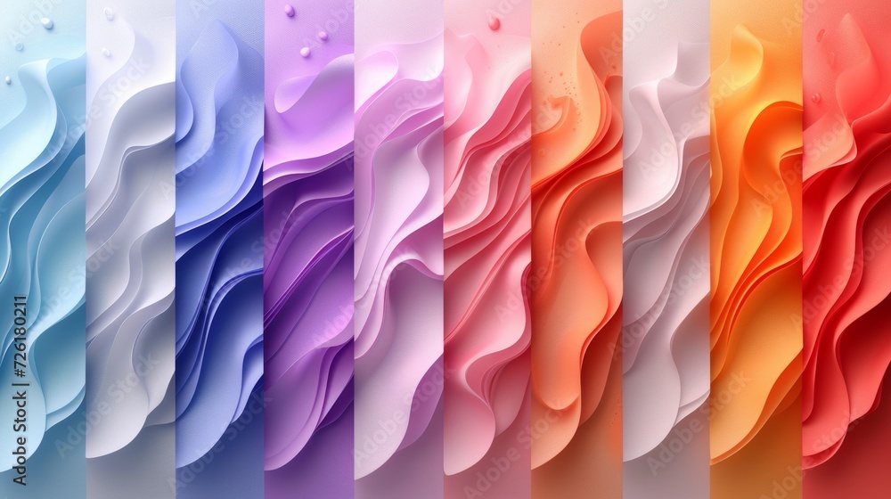 Poster abstract background with multicolored wavy lines. illustration. - generative ai