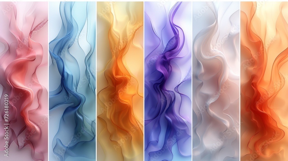 Poster set of multicolored abstract wavy backgrounds. illustration. - generative ai