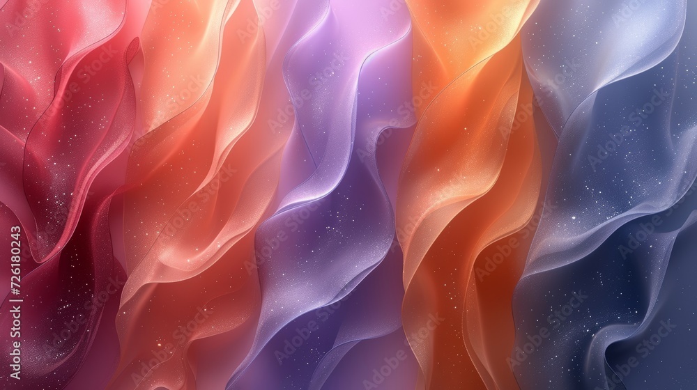 Aufkleber abstract background with colorful wavy fabric. 3d vector illustration. - generative ai