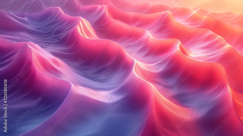 Aufkleber abstract 3d rendering of magenta and orange wavy background. - generative ai