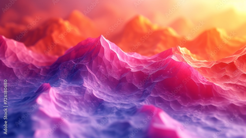 Aufkleber 3d render of abstract wavy background. creative design with vibrant colors - generative ai