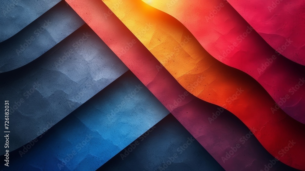 Poster abstract background with red, blue, orange and yellow geometric pattern - generative ai