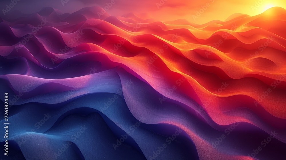 Poster abstract background with red and blue waves. 3d render illustration. - generative ai