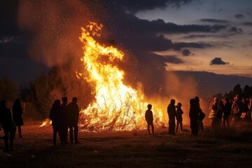 Fototapeta premium Dusk Bonfire with Spectators