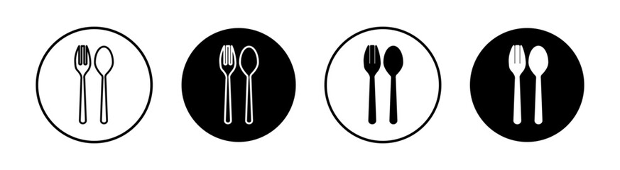Spoon and Fork Vector Line Icon Illustration.