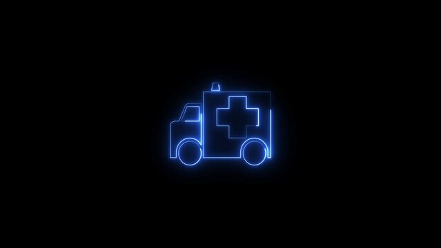 Neon Light First Aid Car Animation background.