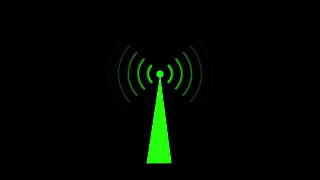 Digital Radio wave circle background. Radio station signal tower icon 4k animation.