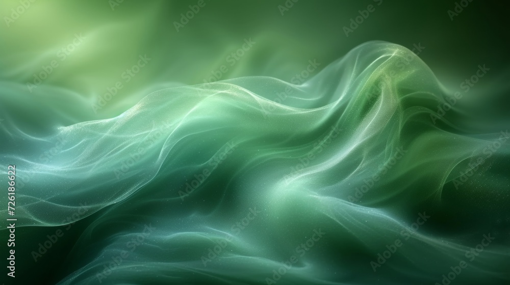 Aufkleber abstract green wavy background. fantasy fractal texture. digital art. 3d rendering. - generative ai