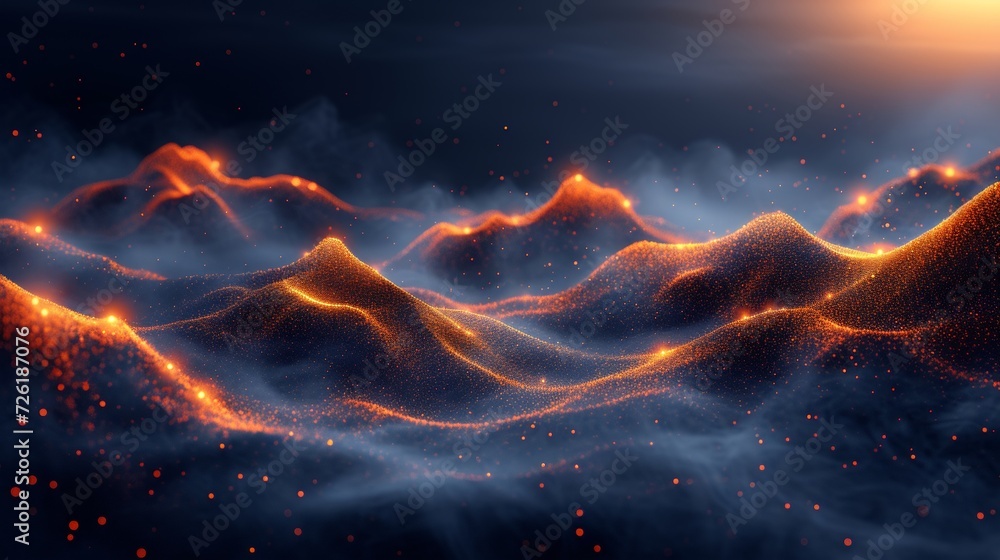 Aufkleber abstract digital landscape. futuristic technology style. 3d rendering. - generative ai