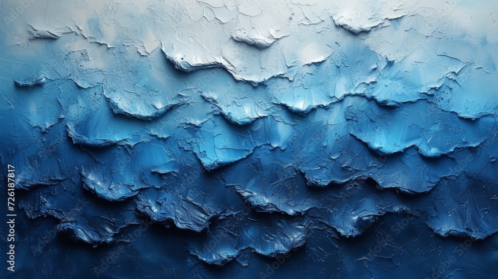 Aufkleber abstract blue background with cracks. 3d rendering, 3d illustration. - generative ai