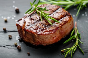 Grilled steaks with rosemary and spices