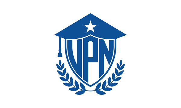 UPN three letter iconic academic logo design vector template. monogram, abstract, school, college, university, graduation cap symbol logo, shield, model, institute, educational, coaching canter, tech